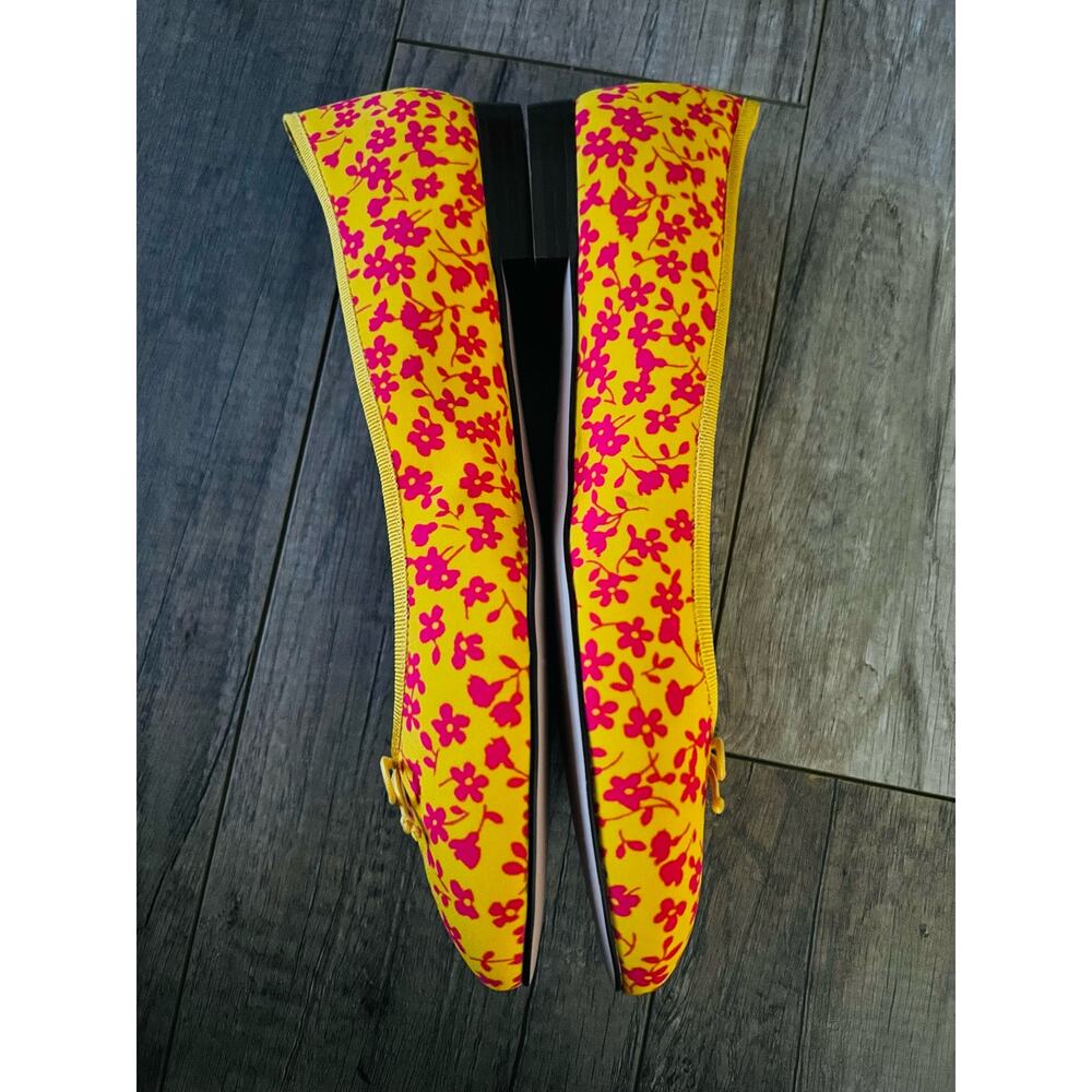 NWOB J.Crew Kiki Ballet Flat Women’s 10.5 Yellow Saffron Neon Floral Boquet - Picture 5 of 7